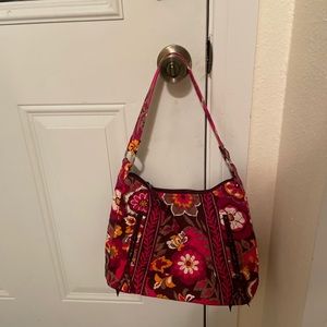 Vera Bradley shoulder purse Lisa B zipper carnaby pink and orange floral